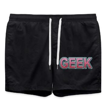 GEEK comic retro lettering - Swim Trunks - black - Front - AI Model Male 185 light (185cm)