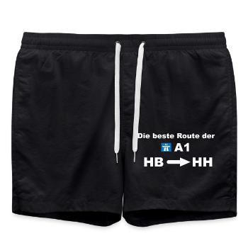The best route of the A1 Bremen Hamburg gift - Swim Trunks - black - Front - AI Model Male 185 light (185cm)
