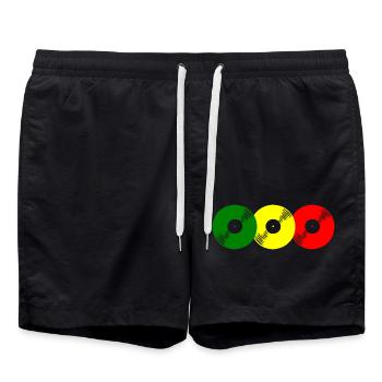 Reggae Schallplatten - Badeshorts - Schwarz - Vorne - AI Model Male 185 light (185cm)