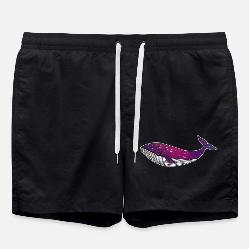 Whale universe starry galaxy - Swim Trunks - black
