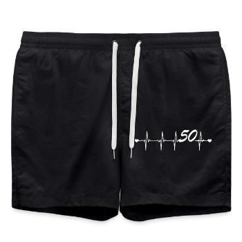 Birthday Heartbeat Love 50 Gift - Swim Trunks - black - Front - AI Model Male 185 light (185cm)