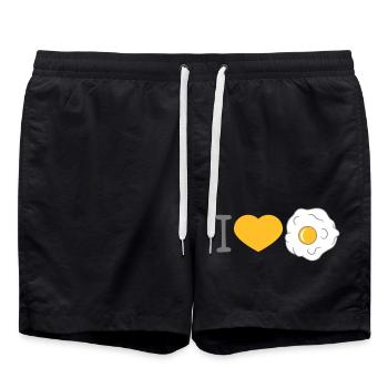 i love herz liebe spiegelei kochen braten essen ei - Badeshorts - Schwarz - Vorne - AI Model Male 185 light (185cm)