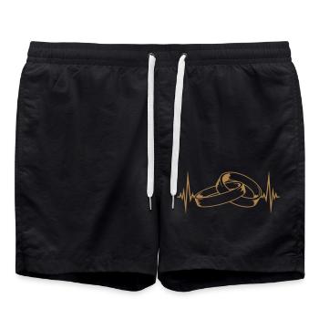 herzschlag puls frequenz 2 verbundene ringe verket - Badeshorts - Schwarz - Vorne - AI Model Male 185 light (185cm)