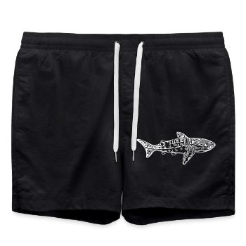 Walhai - Vector Design - Badeshorts - Schwarz - Vorne - AI Model Male 185 light (185cm)