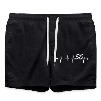 Birthday Heartbeat Love 30 Gift - Swim Trunks - black - Front - AI Model Male 185 light (185cm)