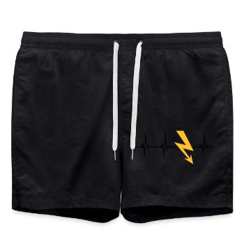 current pulse heartbeat frequency electric flash en - Swim Trunks - black - Front - AI Model Male 185 light (185cm)