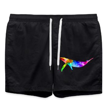 Bunter Regenbogen Wal Geschenk Tier - Badeshorts - Schwarz - Vorne - AI Model Male 185 light (185cm)