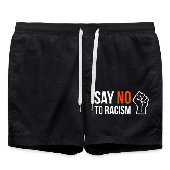SAY NO TO RACISM fist anti-racism quote slogan - Short de bain - noir - Devant - AI Model Male 185 light (185cm)