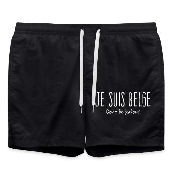 belge, Belgique je suis belge fierté belge - Short de bain - noir - Devant - AI Model Male 185 light (185cm)
