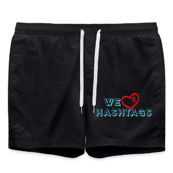 We love hashtags - Wir lieben Hashtags im Internet - Badeshorts - Schwarz - Vorne - AI Model Male 185 light (185cm)