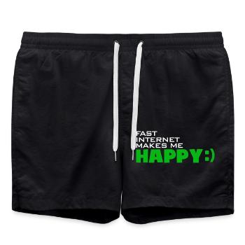 Fast Internet makes me happy - Schnell glücklich - Badeshorts - Schwarz - Vorne - AI Model Male 185 light (185cm)