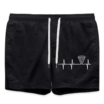 Herzschlag Pizza - Badeshorts - Schwarz - Vorne - AI Model Male 185 light (185cm)