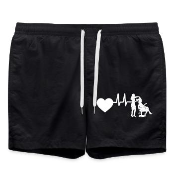 frises ciseaux coiffeur battement de coeur femme fille - Short de bain - noir - Devant - AI Model Male 185 light (185cm)