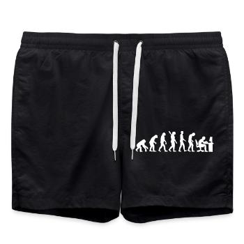 Evolutuion - Programmierer , PC - Born to Coding - Badeshorts - Schwarz - Vorne - AI Model Male 185 light (185cm)
