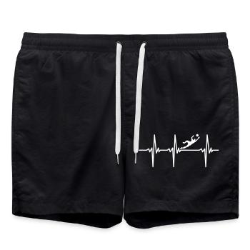Football Heartbeat - Goalkeeper ECG in Flight - Swim Trunks - black - Front - AI Model Male 185 light (185cm)