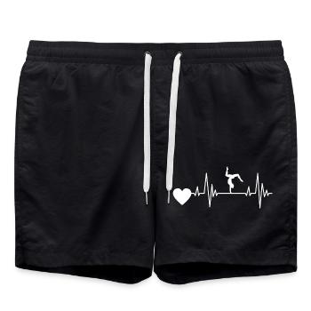 Gymnastik Puls Sportlehrer Bodenturnen EKG Turner - Badeshorts - Schwarz - Vorne - AI Model Male 185 light (185cm)