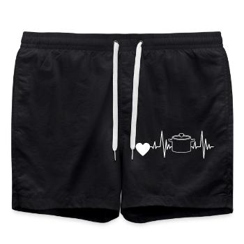 Cooking Gift Cooking Heartbeat Hobby Chef Baker - Swim Trunks - black - Front - AI Model Male 185 light (185cm)