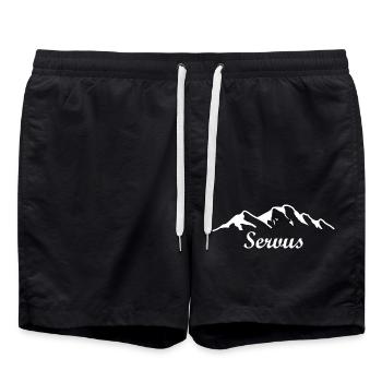 Berge Servus weiss - Badeshorts - Schwarz - Vorne - AI Model Male 185 light (185cm)