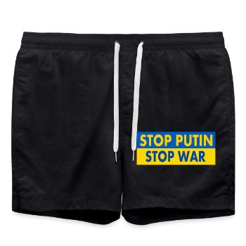 Stop war - Swim Trunks - black - Front - AI Model Male 185 light (185cm)