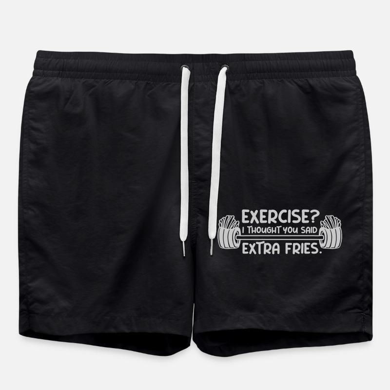 Exercise Extra Fries Quote - Swim Trunks - black