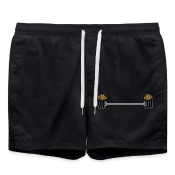 Gewichtheben Pommes Frites Bodybuilder - Badeshorts - Schwarz - Vorne - AI Model Male 185 light (185cm)