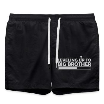 Leveling up big brother - Swim Trunks - black - Front - AI Model Male 185 light (185cm)