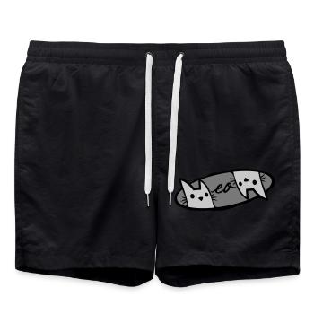 Meow 2 Katzen Logo - Badeshorts - Schwarz - Vorne - AI Model Male 185 light (185cm)