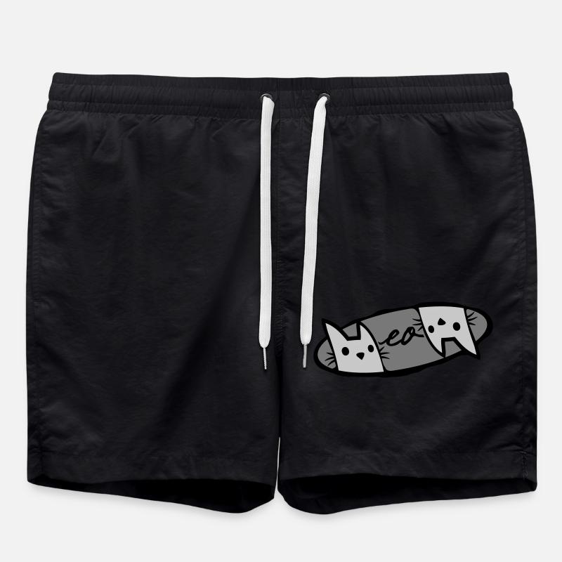 Meow 2 Cats Logo - Swim Trunks - black