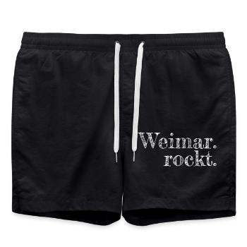 Weimar rockt - Textdesign mit Stadtnamen - Badeshorts - Schwarz - Vorne - AI Model Male 185 light (185cm)