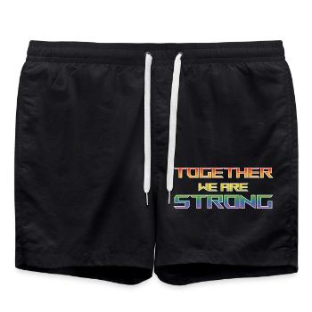 ensemble nous sommes Strong pride chemise noire - Short de bain - noir - Devant - AI Model Male 185 light (185cm)