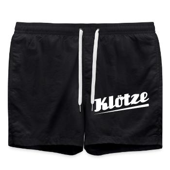 Klötze - Textdesign mit Stadtnamen - Badeshorts - Schwarz - Vorne - AI Model Male 185 light (185cm)