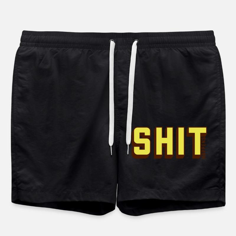 Shit happens Humor Motto - Badeshorts - Schwarz