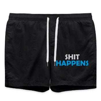 Shit happens entspannt bleiben - Badeshorts - Schwarz - Vorne - AI Model Male 185 light (185cm)
