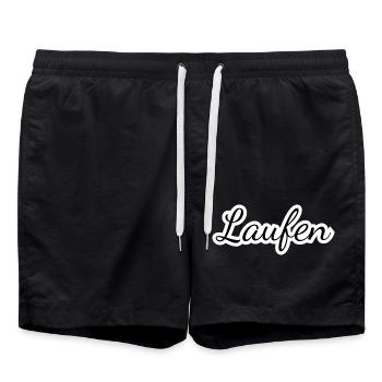 Laufen - Textdesign mit Stadtnamen - Badeshorts - Schwarz - Vorne - AI Model Male 185 light (185cm)