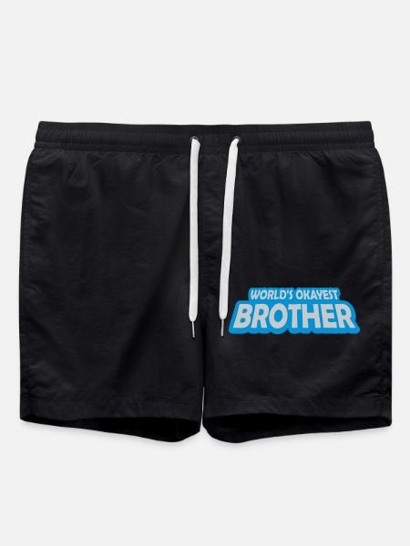 Text Worlds okayest Brother - Swim Trunks - black