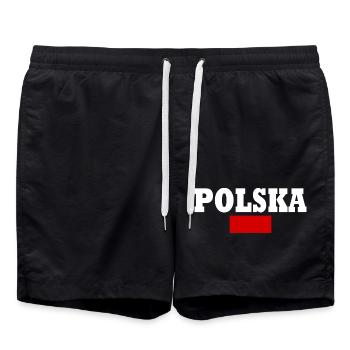 Poland - Swim Trunks - black - Front - AI Model Male 185 light (185cm)
