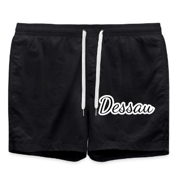 Dessau - Textdesign mit Stadtnamen - Badeshorts - Schwarz - Vorne - AI Model Male 185 light (185cm)