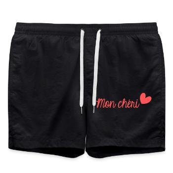MON CHERI. CHERI. I LOVE YOU. MY LOVE - Short de bain - noir - Devant - AI Model Male 185 light (185cm)
