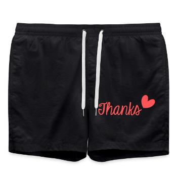 THANK YOU. THANKS. THANK YOU. ANNIVERSARY. BIRTH. - Swim Trunks - black - Front - AI Model Male 185 light (185cm)