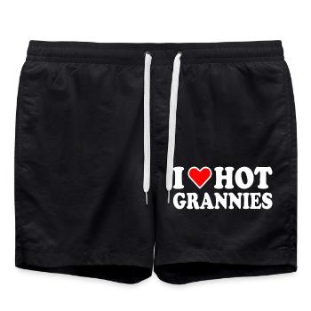 I love hot grannies - Swim Trunks - black - Front - AI Model Male 185 light (185cm)