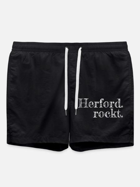 Herford rockt - Textdesign mit Stadtnamen - Badeshorts - Schwarz