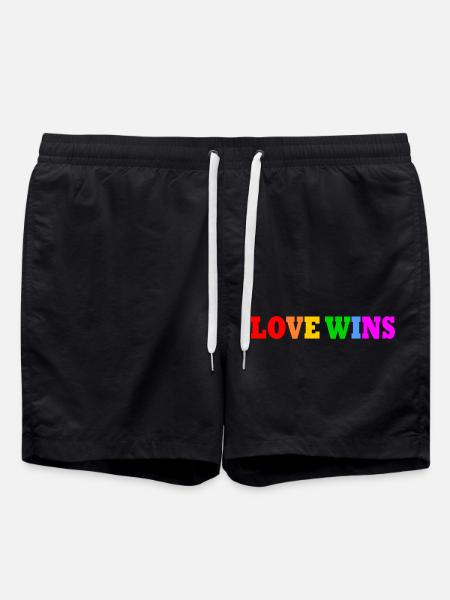 Love wins - Swim Trunks - black