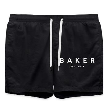 Baker Est. 2023 Graduated Pastry Baking Student - Swim Trunks - black - Front - AI Model Male 185 light (185cm)