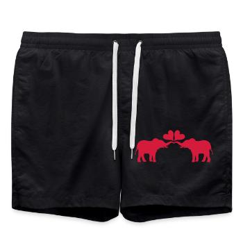 Aimer les éléphants dans les cœurs amoureux - Short de bain - noir - Devant - AI Model Male 185 light (185cm)