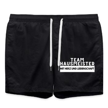 Team Hausmeister mit Herz und Leidenschaft - Badeshorts - Schwarz - Vorne - AI Model Male 185 light (185cm)