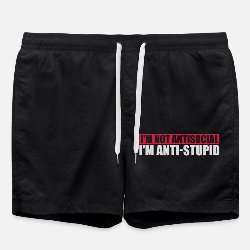 pas antisocial anti-stupide - Short de bain - noir