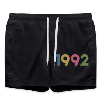Année 1992, 30 ans, cadeau de 30e anniversaire - Short de bain - noir - Devant - AI Model Male 185 light (185cm)