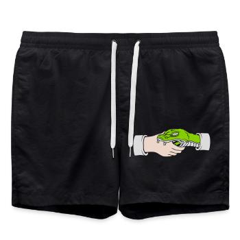 Greeting Handshake Snake Bites - Swim Trunks - black - Front - AI Model Male 185 light (185cm)