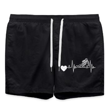 Skiers Christmas Ski skiing Winter sports - Swim Trunks - black - Front - AI Model Male 185 light (185cm)