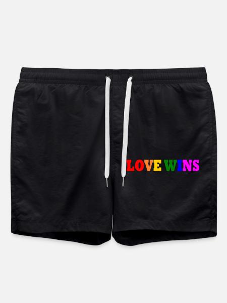 Love wins - Swim Trunks - black